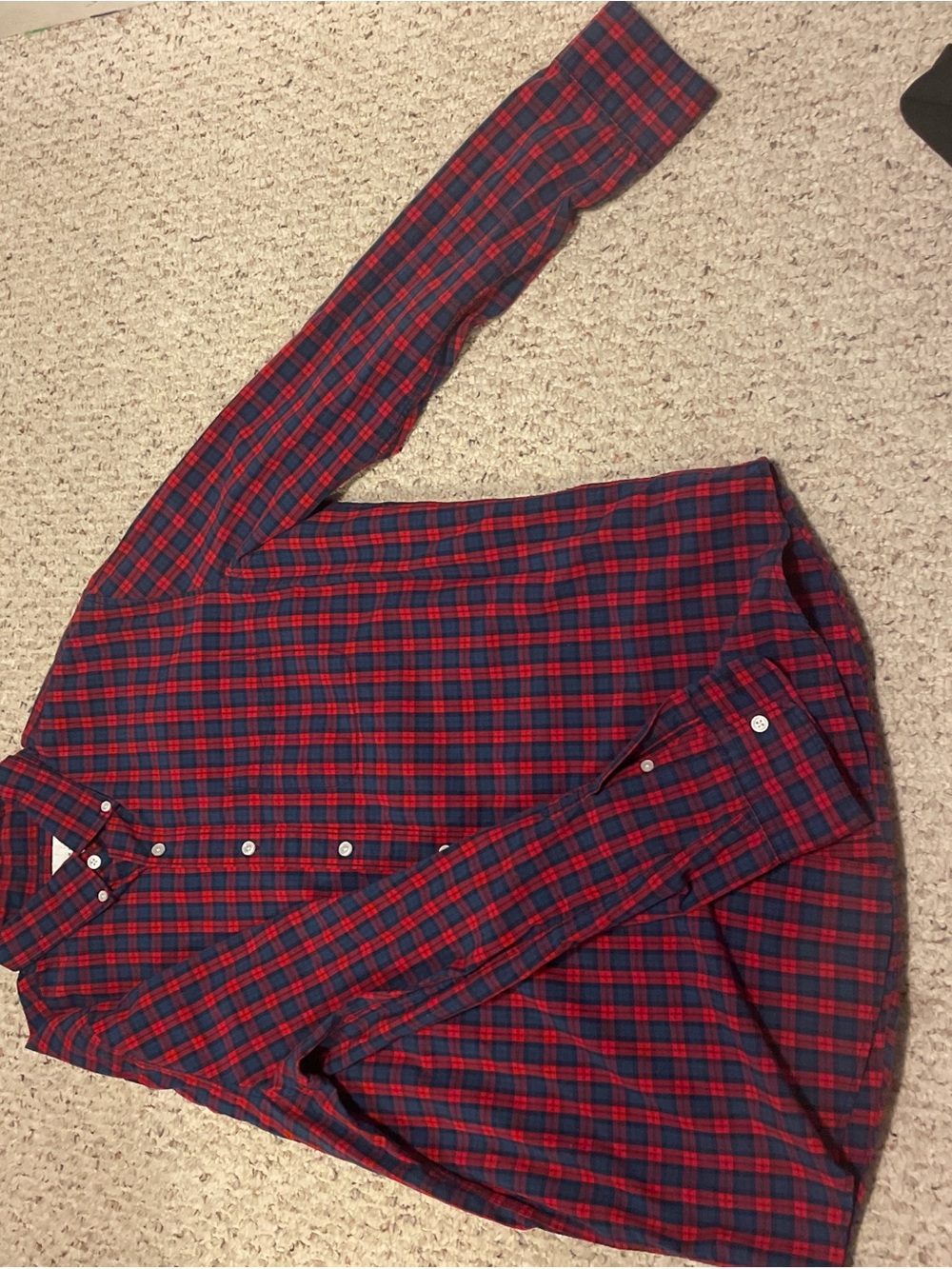 American Eagle Red and Navy Plaid Shirt